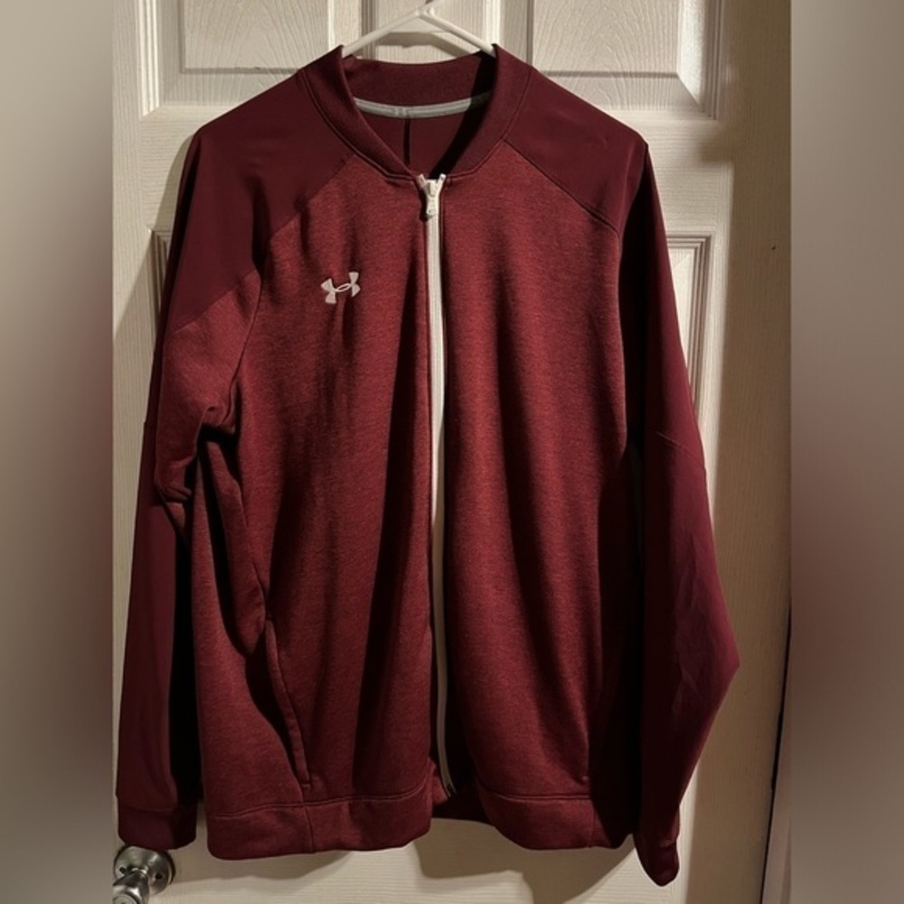 Under Armour UA Knit‎ Warm Up Scarlett Red Full Zip Jacket Women’s Size Large